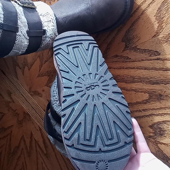 Ugg sweater knit roll down buckle high boots leather LIKE NEW UGG AUSTRALIA - Picture 6 of 7